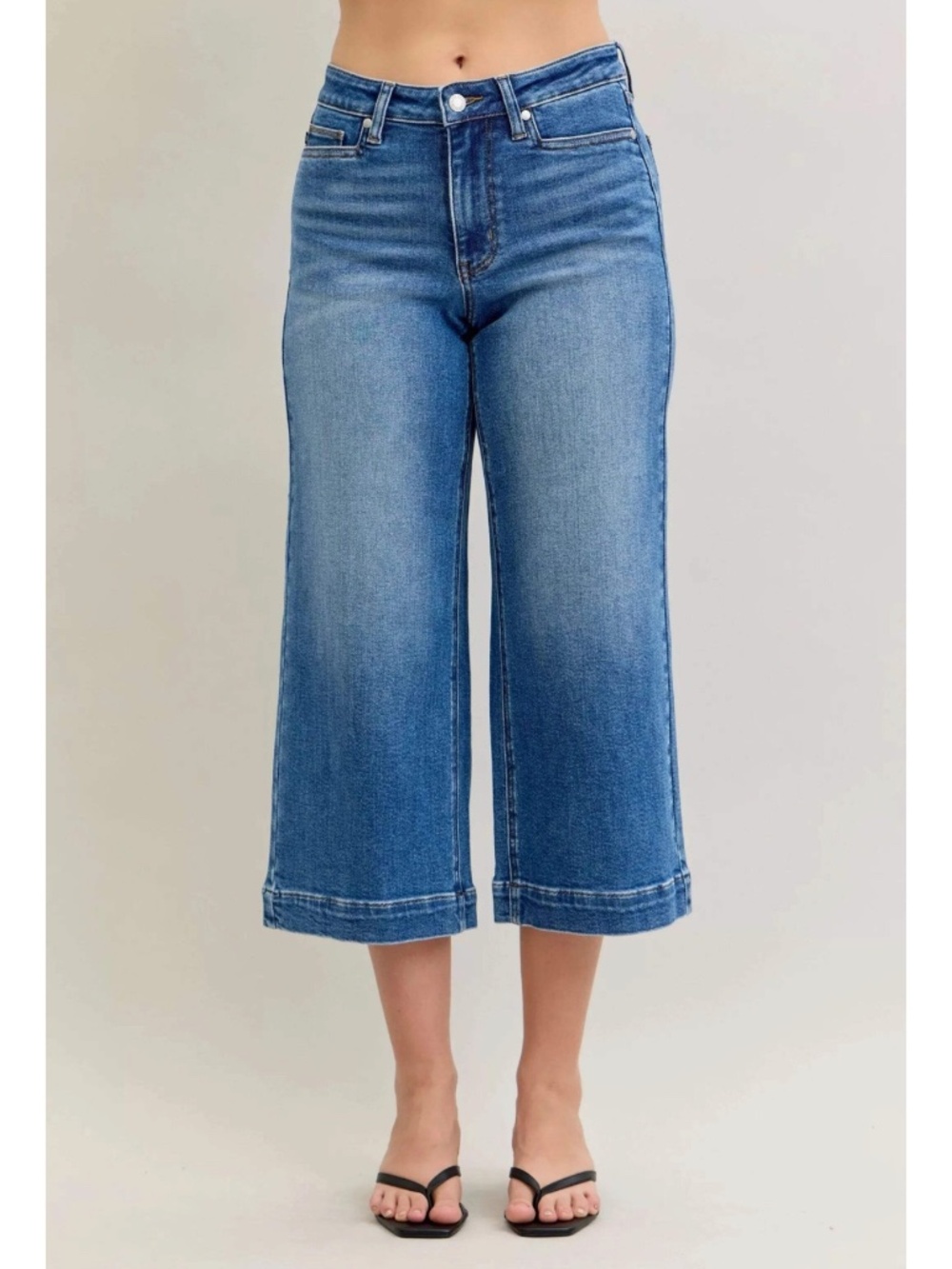 Judy Blue Mid Rise Crop Wide Leg Stretch Denim Jeans Size 14W